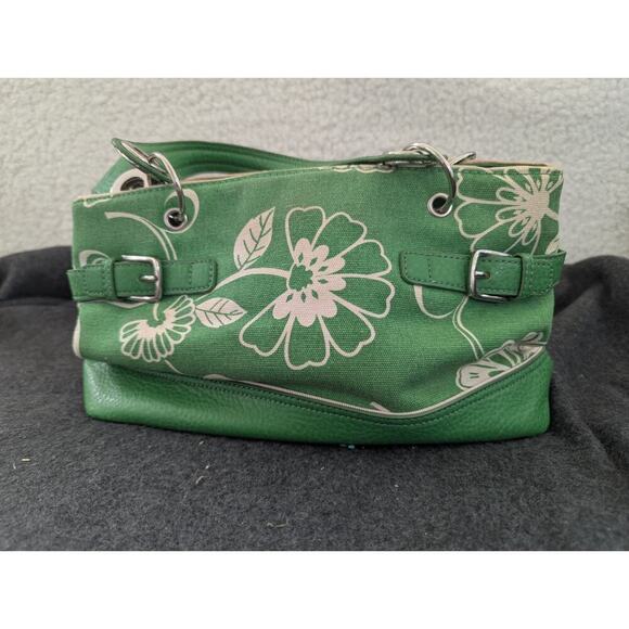 Tommy Hilfiger Green Denim Floral Women`s Handbag Used Y2K 90s - Picture 1 of 12